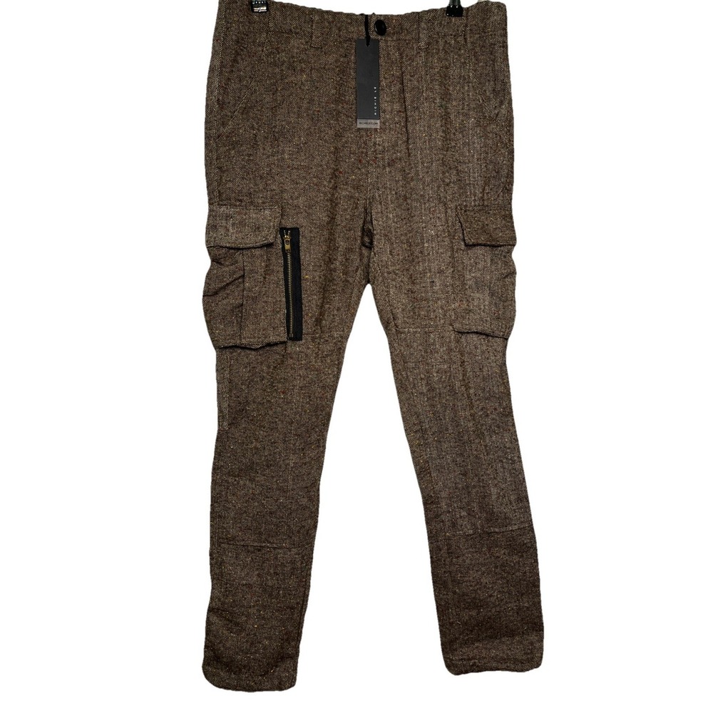 Richie Le NWT Mens Size 30 Brown Woven Knit Slim Leg Synch Hem Cargo‎ Pants